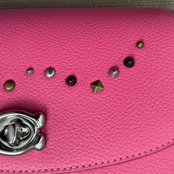 Coach Cassie Crossbody 19 With Heart Strap In Petunia with pins and rivets NWT - Picture 4 of 16